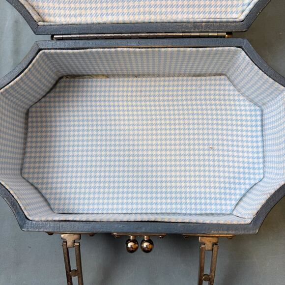 Mid Century Nautical Wooden Purse Box w Metal Handle Vintage Sailing Ships Decor - Picture 7 of 9